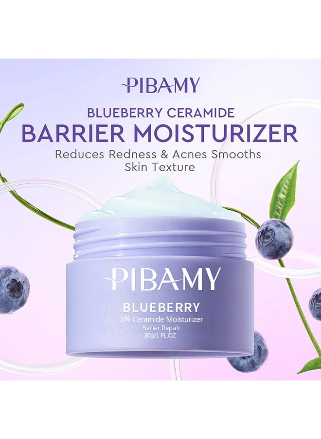 PIBAMY Blueberry 5% Ceramide Moisturizing Cream - Face Moisturizer with Fruit Extract & Hyaluronic Acid, Intense Hydration for Dry & Sensitive Skin, Vegan Formula - Image 2